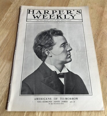 HARPERS WEEKLY 1902 Americans of Tomorrow EDMUND JANES JAMES See Contents