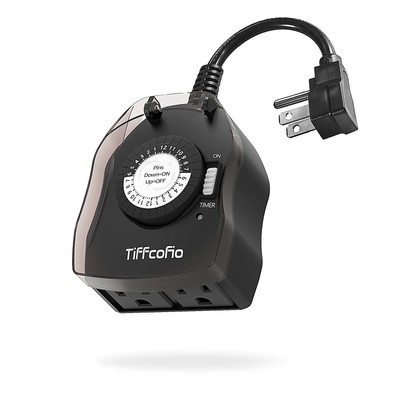 TiFFCOFiO Outdoor Timer Outlet 24 Hour Mechanical Outdoor Timer for Pool Pump...