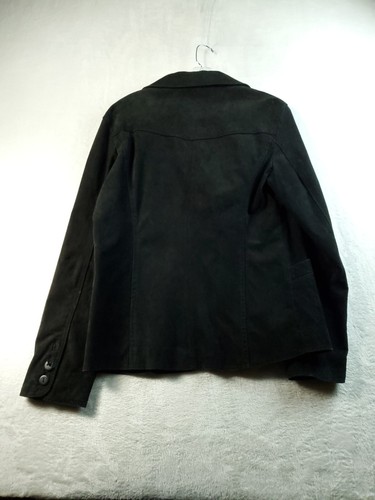 Mark Alan Blazer Jacket Womens Large Black Long Sleeve Single Breasted 2 Button - Picture 2 of 8