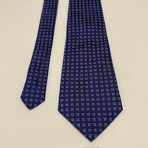 Corbata Turnbull & Asser Clásica Dapper Azul Cuadrados Geométrica Hecha a Mano en Inglaterra - Imagen 19 de 22