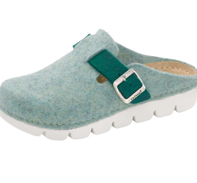 Dr. FEET - ANATOMIC '' Damen Hausschuhe Petrol Gr. 36 Wolle / Leder-Sohle Weite G
