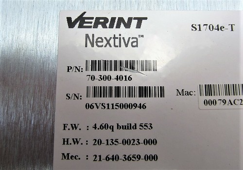 Verint Nextiva S1704e Networked Video Server 70-300-4016 4 Port - Picture 11 of 11