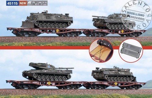 ACME 45115 set di 2 carri merci FS Tipo Rlmmp-t con mezzi militari M113 e Bergpa - 第 1/2 張圖片