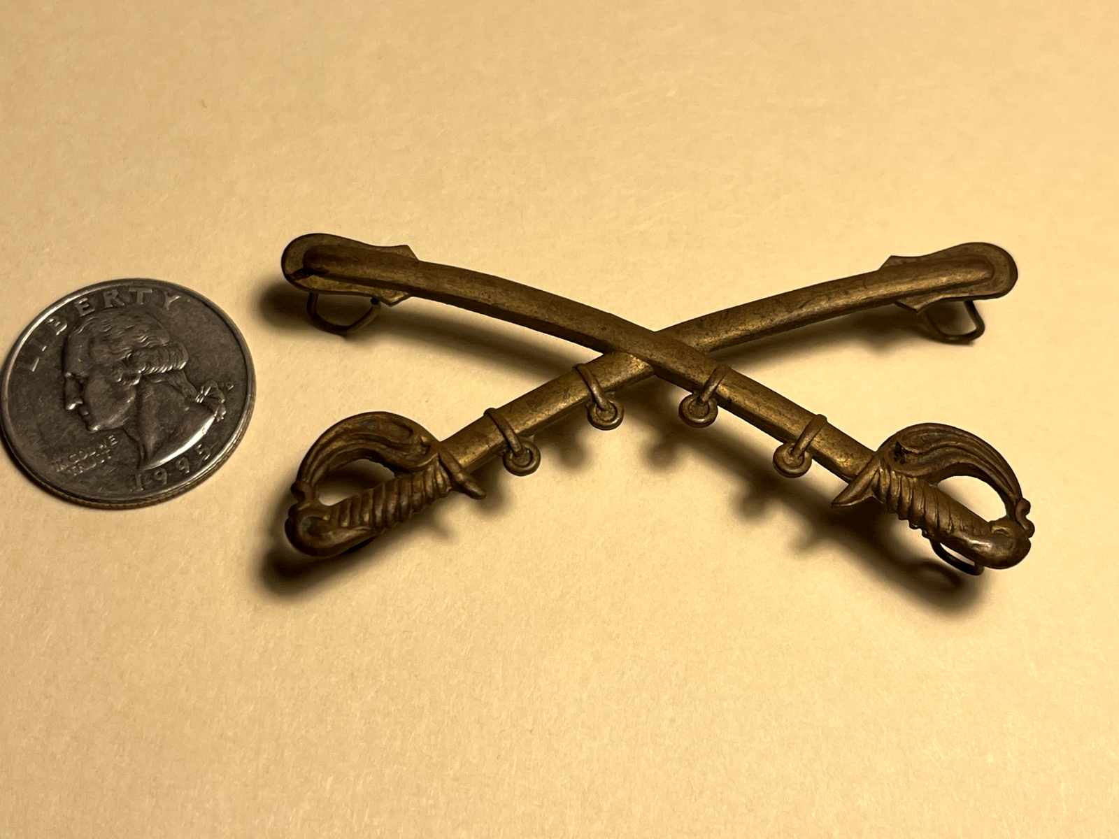 Original 1872 U S Cavalry Crossed Sabers Hat Insignia Pin Custer Little