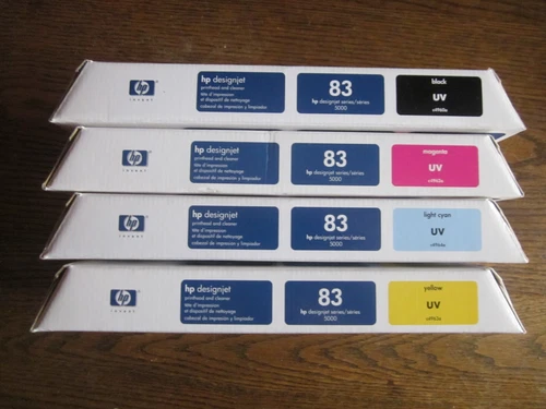 SET 4 HP 83 PRINTHEAD & CLEANER DESIGNJET 5000 5500 C4960A BLACK MAG YELLOW L.C.