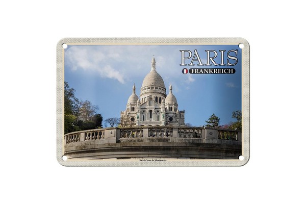 Blechschild Reise 18X12 Cm Paris Frankreich Sacré-Coeur De Montmartre-image