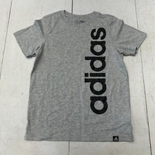 Adidas Heather Grey Graphic Short Sleeve Crew Neck T Shirt Youth Size Small 8 