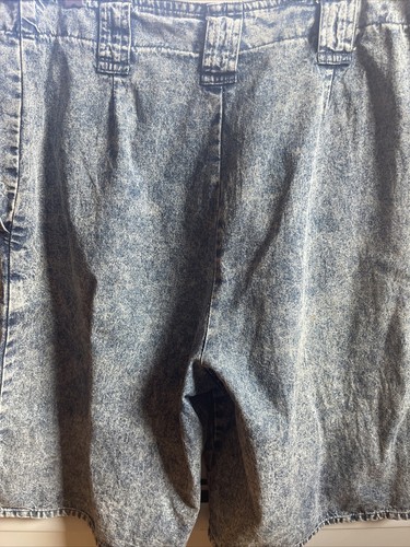Queen of Saba Concorde vintage 1980s wide leg knee length shorts marble Denim 42 - Picture 3 of 10