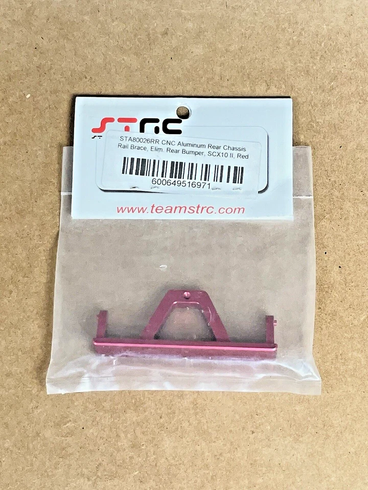 STRC 80026 Aluminum Rear Chassis Rail Brace Red SCX10 II RC Parts New Old Stock - Image 2 of 4