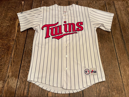 JOE MAUER Minnesota Twins men's Medium white w/ blue pinstripes Majestic Jersey - Picture 2 of 4