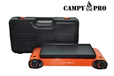 Portable 2-Burner Butane Camping Stove with Carrying Case for Outdoor Cooking