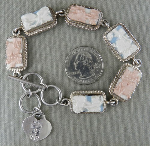 JSVR Jacqueline Smiley 950 Sterling Silver Vintage Revival Pastel Link Bracelet - Picture 7 of 8