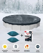 24' HEAVY Round Above Ground Winter Pool Cover PACKAGE Air Pillows + Winter Kit*