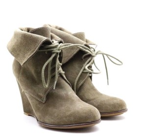ZARA-Basic-Tan-Beige-Suede-Leather-Boots-Lace-Up-Platform-Wedge-Ankle-Booties-39