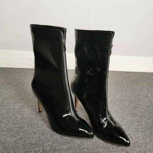 Nuevas botas al tobillo de cuero brillante punta puntiaguda para mujer tacón alto talla 35-47 - Imagen 5 de 12