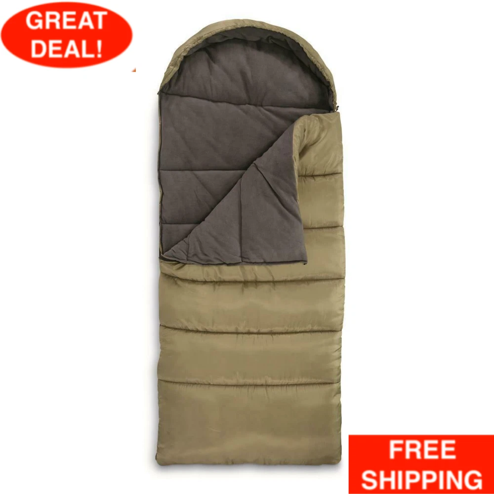 Outdoor Guide Gear Fleece Lined Sleeping Bag -15°F for Camping And Hiking