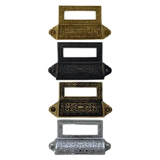 Victorian Antique Bin Pull with Label Holder -4 Finishes