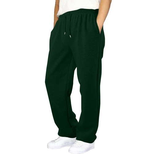 Herren Fleece gefütterte Jogginghose weites gerades Bein Hose unten Sweatpants Jogger - Bild 14 von 54