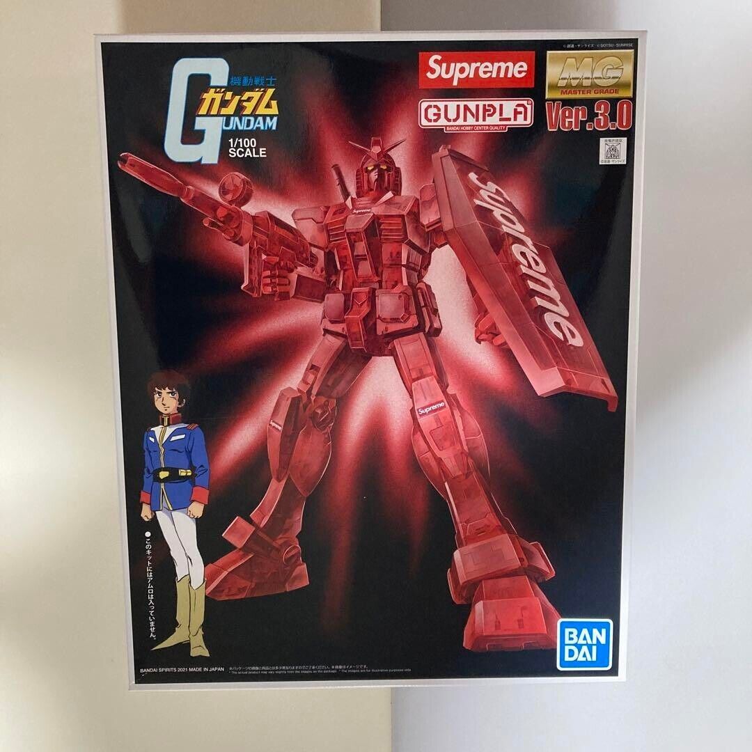 Supreme MG 1/100 RX-78-2 GUNDAM Ver. 3.0 Action Figure Red BANDAI NEW with  Box