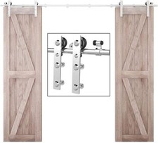 4FT-20FT Stainless Steel Sliding Barn Door Hardware Closet Track Kit 1/2 Door