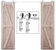 4FT-20FT Stainless Steel Sliding Barn Door Hardware Closet Track Kit 1/2 Door