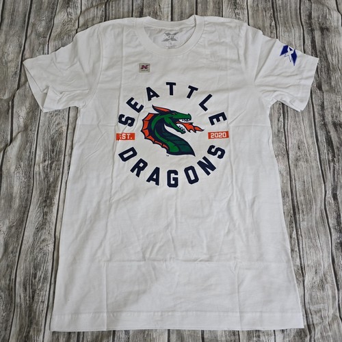 XFL Seattle Dragons Shirt Men's Size Small White Football Athleisure Gym NWT