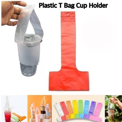 Plastic Cup Carrier Handle Drink T Delivery Container Hanging Bag Clear & Color - Picture 24 of 51