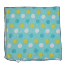 SNUGLY Baby Blanket Aqua Turquoise White Yellow Polka Dot Security Lovey 