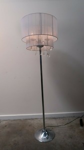 White Sheer Shade Floor Lamp Hanging Crystal Chandelier Ebay