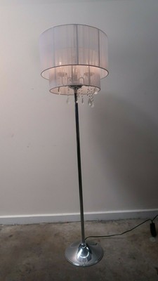 White Sheer Shade Floor Lamp Hanging Crystal Chandelier Ebay