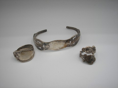Vintage Silberauflage Silberbesteck Ringe (2) Armband Oneida Community - Bild 4 von 4