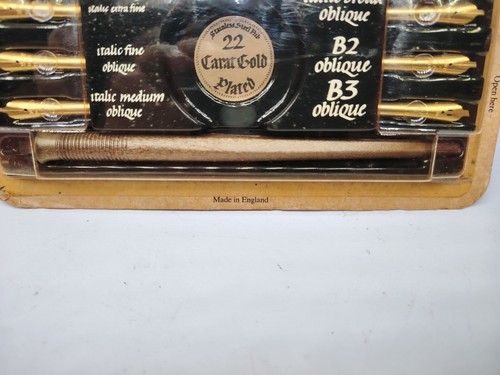 SEALED Osmiroid Italic Calligraphy Fountain Pen LEFT HANDER 22 Carat Gold Plated - Picture 6 of 7