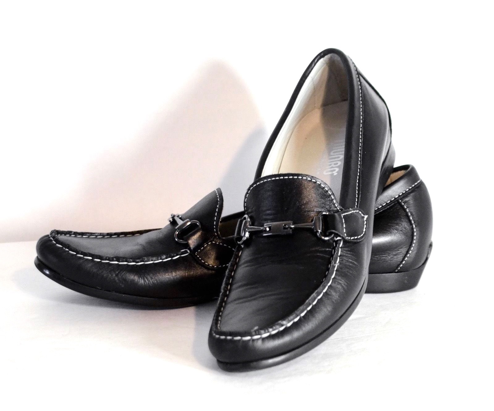 New Munro American 'Kimi' schwarz Leder Damens's horsebit loafers 9N New Munro American 'Kimi' schwarz Leder Damens's horsebit loafers 9N