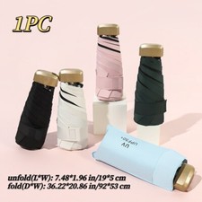 1PC Women Flat Mini Umbrella Sun Protection UV Rain Dual-use Five-holding