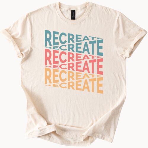 Recreate Graphic Tee Retro Style Trendy Casual Shirt