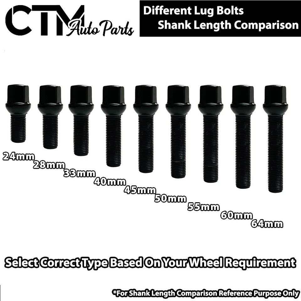 24x Negro 14x1.5 Bola Asiento Tornillo 50mm Vástago Ajuste Mercedes Sprinter Rueda de Aleación Foto 3 de 4