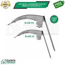2 Pcs Mccoy Laryngoscope Flexi-Tip Fiberoptic Led Blade #2, 4 Set German Grade