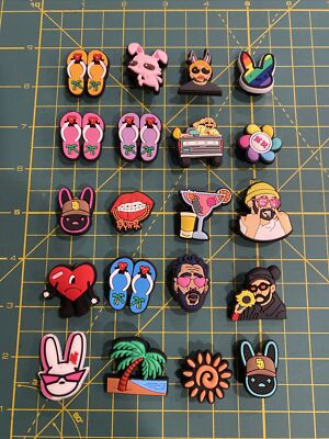 20 Bad Bunny Crocs Charms Fun Cute Pink Hispanic Party