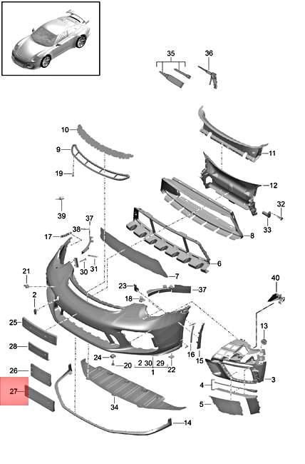 Genuine PORSCHE 991 Gt3 Rs Assembly Kit Matt black 99170105184OK1