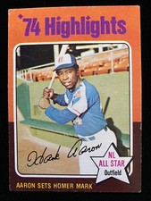 1975 Topps HANK AARON #1 '74 HIGHLIGHTS Milwaukee Atlanta Braves HALL OF FAME