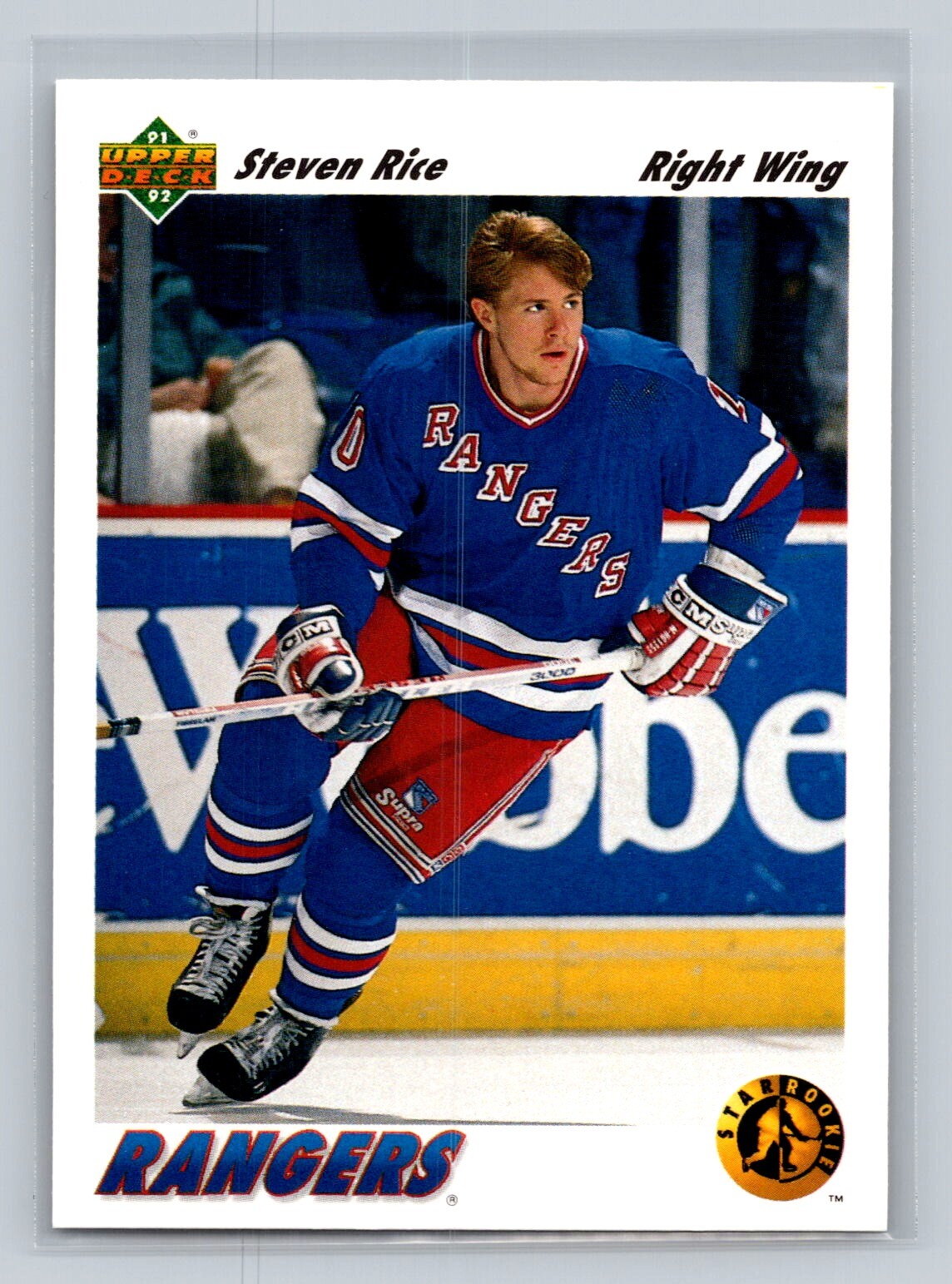 1991-92 Upper Deck #441 Steven Rice Star Rookie RC Rangers NM-MT