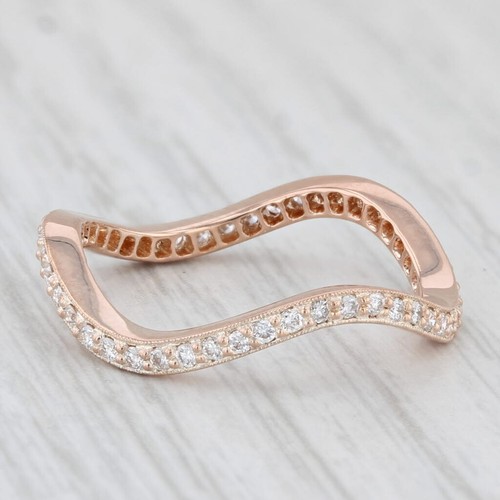 New Beverley K 0.35ctw Contoured Curved Diamond Eternity Ring 18k Rose Gold Band - Picture 5 of 9