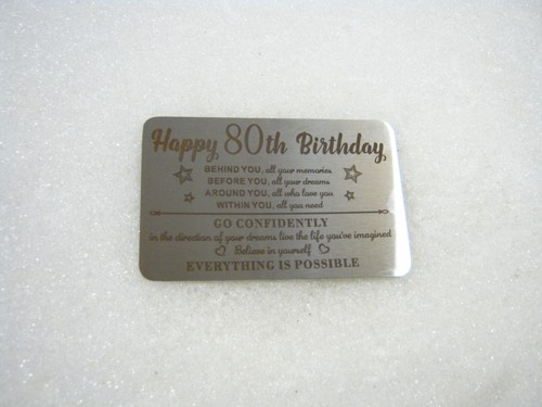 Birthday Anniversary Card Keepsake Unique Stainless Steel Engraved Wallet Cards - Picture 8 of 20