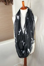 SAX Womens Eternity Scarf 37 x 73 in Horse Black White Layer Fall Winter Light