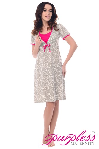 Vestido de noche púrpura para corazones/manchas estampado/maternidad simple 4044n - Imagen 7 de 22
