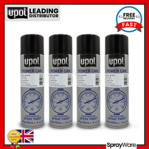 U-POL 500ml Power Can Satin Black Paint Aerosol UPOL Powercan PCSB X 6