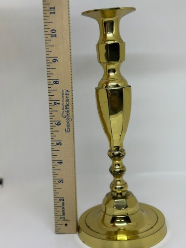 VTG Brass Candlestick Holder 11"x4.5 Ornate Patina Home Decor MCM Hollywood - Picture 7 of 9