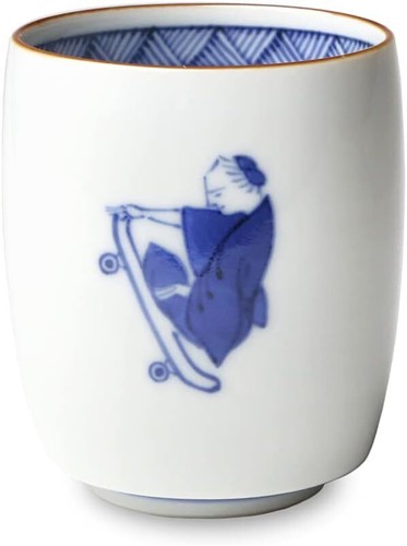 Kutani ware Kamide Choemon Kiln Teacup Fuefuki Skateboard Gift Japan New
