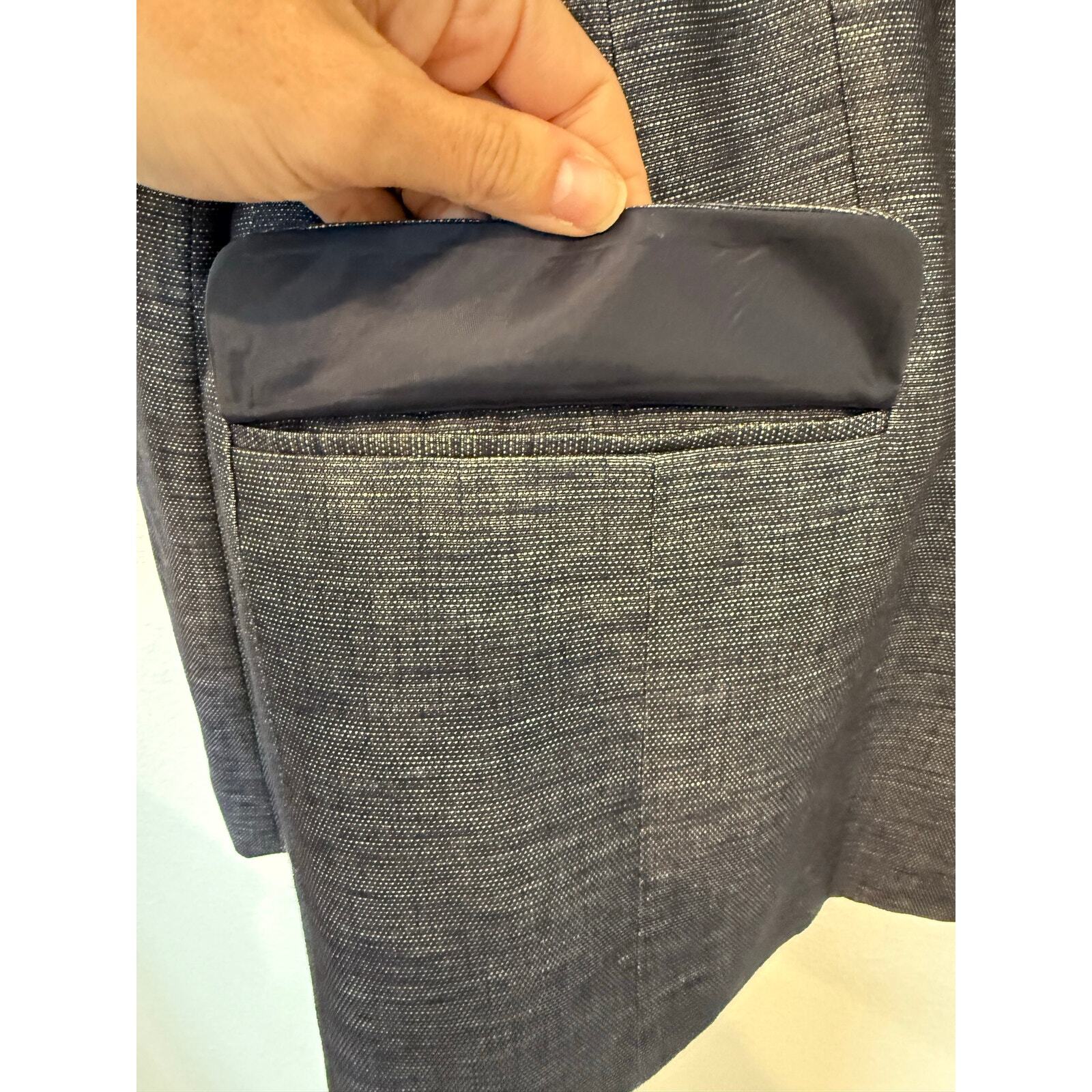 Halogen 2 Button Blazer Gray Pockets Medium Linen… - image 3