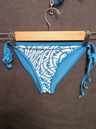 Fendi Blue Monogram Bikini Set Size S Triangle Halter Tie-Up Swim - Picture 5 of 11